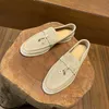 Designer Loropiana Charms skor Slip On LP Lefu Shoes Womens Leather Flat Loafer Single British Large Penny Women