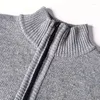 Herrtröjor 2023 herrstativ krage hösten vinter varm kashmir ull zipper pullover man casual stickwear smal fit tops män