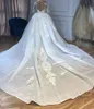 Vestido de noiva de sereia Chegada renda de manga longa muçulmana de noiva apliques românticos vestidos de rapffles