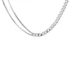 Double Layer Chain Necklace Choker 925 Sterling Silver Chunky Link Chain Chokers Necklaces Retro Charm Valentine Jewelry for Women Girls