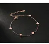 Anklets Steel Small Flower Anklet Square Rose Gold Elegant Women's Foot Accessories 230216