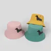 Chapéus largos com chapéus de pesca de moda Casual Padrão de cachorro Capéu de balde de protetor solar Caps de hip -hop Fisherman
