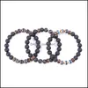 Braccialetti di fascino retrò dzi braccialetto in pietra da donna uomo legno 8mm lava perline ad olio essenziale diffuso tibetano buddha a righe gioielli goccia deli dhgon