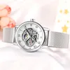 Montre-bracelets ForsiNing Ladies Watch 2023 Luxury Womens Skeleton Silver Bracelet Afficier Mechanical Gift For Womenwristwatches Wristwatche