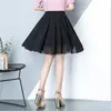 Skirts 2023 Summer Sexy Chiffon Pleated Elastic Skirt Casual Vintage High Waist Womens Midi Vestidos Red Black