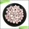 Stone 2Cm Cute Rose Quartz Mini Mushroom Plant Statue Natural Carving Home Decoration Crystal Polishing Gem Drop Delivery Jewelry Dhfdb