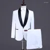 Costumes pour hommes sur mesure blanc brillant noir revers hommes marié Tuxedos bal mariage Slim Fit Terno Masculino Blazer 2 Pc (veste pantalon)