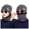 Berets Winter Men's And Women's Ski Hat Scarf Set Plush Thickened Warm Versatile Leisure Sports Knitted 2023