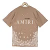 Manche Amari Street Amilr Airlies Full Am T-shirt Amis Imiri Star Amiiri Men Fried Fried Casual Luxury Designer Courte-Baisse Loose Top Imprimé Câle de Câles et de noix EPD4