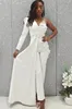 Chic Boho Jumpsuit Wedding Dress 2023 With Overkskrit White Satin Lace Beach Bohemain Rustic Civil Bride Dress One Shoulder Robe De Mariee Women Vestidos de Novia