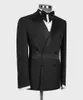 Men's Suits Men'S Clothing Wedding Mens Suit Black Jacquard Jackets Double Breasted For Men Groom And Groomsmen Lapel Prom Party Dress