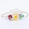 Haaraccessoires Retail Bloemen Tie Back Hoofdband Nuetral Flower Crown Girl Fabric Born PO Prop Kr048