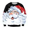 Erkek Sweaters Komik Noel Baba Kardan Adam Baskı Çirkin Noel Süvari Kadın Erkekler Sonbahar Uzun Kollu 3d Merry Pullover 2023 Tatil Jumper'ları