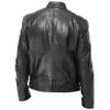 Fur Fur Faux Faux Motorcycle Mens Slim Fit Krótkie kołnierze pu kurtki zimowe jesienne stojak na zamek błyskawiczny wiatrakowy płaszcz skórzany 230216