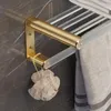 Acessório de banho Conjunto de acessórios de ouro montado na parede Toalheiro Rack Rack Banheiro Hardware Brush Golhs Golhes de tecido Prateleira de tecido
