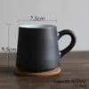 Mugs 400ml Vintage Ceramic Coarse Pottery Mug Creative Japanese Style Tea Milk Coffee Cup Wooden Spoon Master Teacup Office Drinkware