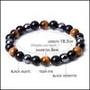 Charm Armbänder 6 8 10 mm Tigerauge Stein Helle schwarze Perlen Armband Frauen Männer Yoga Hand String Schmuck Freundschaft Geschenk Drop Lieferung Dhovh