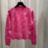 여자 스웨터 디자이너 밀라노 런웨이 스프링 여름 브랜드 같은 스타일 스웨터 롱 슬리브 승무원 목 흰 분홍색 줄무늬 풀오버 고품질 여성 guvy