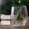 ワイングラス300mlクリスマスツリーパターンダブルレイヤーティーコーヒーラテギフト用の耐熱ガラスカップ飲酒器具