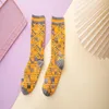 Autumn and Winter Snow Socks Thickened plus Fluff Wool Totem Sock Cashmere-Permeable Thermal Middle Tube Socks 5 Pairs