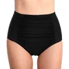 Calças de praia femininas plissadas skinny maiô moda calção de banho bainha barriga