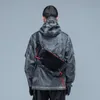 Erkek Ceketler EDR-0563 Yıkanmış kapüşonlu ceket rüzgar köprüsü Techwear ninjawear darkwear sokak kıyafeti Japon Stylemen's