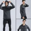 Men's T Shirts 2023 Men Pullover Hooded Tracksuit Male Running Sportswear Mens Therts Long Sleeve Quick-تجفيف الصالة الرياضية Sweatshirtmy795