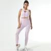 Calças femininas de duas peças Mulheres Sólidas Sem Costura Conjunto de Ginásio Alta Stretchy Tracksuit Cintura Leggings Fitness Workout Conjuntos de Levantamento