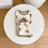Clothing Sets 2023 Summer Infant Baby Boy Cartoon Bear Printed Pattern Casual Short Sleeve Tops Toddler Girl Breathable Shorts 2pcs Set