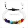 Charm Armbänder 7 Chakra Steinperlen Armband 8mm Schwarz Lava Matte Tigerauge Perlen Heilung NCE Für Frauen Männer Yoga Schmuck Drop Deliv Dhmpz