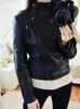 Couro de couro feminino Faux Leather Fitaylor Spring Autumn Women Punk Leather Jacket Pu Faux Leather Jackets Basic Bomber Leather Motorcycle Black Casal 230216