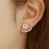 Stud Earrings Korean Fashion Jewelry Daisy Flower Back-Hanging Electroplating Process