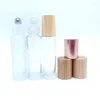 Storage Bottles 10ml Stainless Steel Roller Bottle Frosted Essential Oil Lip Gloss Packaging Eye Gel With Bamboo Cap 20pcs P272