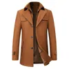 Hommes Trench Coats Hommes Automne Hiver Thermique Classique Couleur Unie Revers Slim Fit Pardessus Homme Affaires Loisirs Laine Mélanges 230216