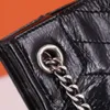 7A Luxury Designer Totes Sliver Chains Black Logo Cowhide Handbags Classic Women Shoulder Bag