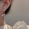 Dingla örhängen Koreanskt mode Färgstarkt kärlekshänge för kvinnor Dubbellagers Aurora Laserörhänge Lyxsmycken Present Pendientes Mujer