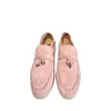 Designer Loropiana Charms Sapatos Primavera e outono Couro genuíno LP Sapatos lefu Soo British Style One Step Lazy Casual Saple Shoes Mulheres DXRT