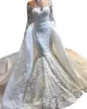 Mermaid Hochzeitskleid Ankunft Spitze Langarm Muslim de noiva Romantische Applikationen Rüschenkleider kundenspezifische Braut Vestido 403