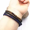 Strand 3 PCs/Conjunto 4 mm Nature Stone redonda Mulheres Mulheres Pulseira 18 cm Garotas Presentes Amarelo Tigre Eyes Black Lapis