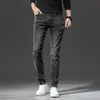 and Autumn Winter Youth Elastic Small Straight Fitting Korean Black Brand Men's Jeans with Feet