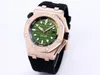 2023 new style calendar comfortable Rubber Strap mechanical sports watch 2813 green face 42mm size 316 steel