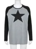 Koszulka damska Sweetown Star Print Kawaii Y2K Pullover T-shirty Kobiety Kontrast Patchwork HARAJUKU Ubrania pełne rękawie Preppy Long Fress Tops 230215
