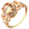 Wedding Rings Luxury Champagne Cz For Female Jewelry Accessories Noble Celebrities Party Rose Gold Color Distribution