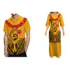 ワークドレスポリネシアの部族の花のタトゥープリントマキシドレスカスタムサモアプレタシセット2ピース衣装セットメンズシャツ
