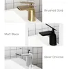 Robinets d'évier de salle de bains en laiton à poignée unique et robinet de lavabo à froid noir/or brossé/chrome avec sortie de cascade