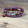 Braccialetti con ciondoli Avvolgente in pelle Esclusivo 3 fili Pietra naturale Multi colore Perle di Boemia Bracciale in tessuto di cristallo avvolgente Regali 230215