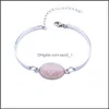 Bedelarmbanden ovaal geverfde natuursteen charmelarmband voor vrouwen opaal glas roze kristalbangle mode boho sieraden meisje drop deliv dhkmf