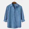 Men's T Shirts Men's Long Sleeve Male Casual Solid Corduroy Shirt Blouse Turn Down Collar Tops Men Packs