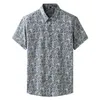 Мужские повседневные рубашки плюс размер мужской пляж с коротким рукавом с коротким рукавом гавайский принт с цветочным каникулом мешковатая летняя рубашка.