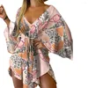 Robes Décontractées D'été Plage Robe D'été Robe S-3XL 10 Couleur Feuilles Imprimé Floral Cordon De Fête Mini Robe Courte Vêtements Pour Femmes